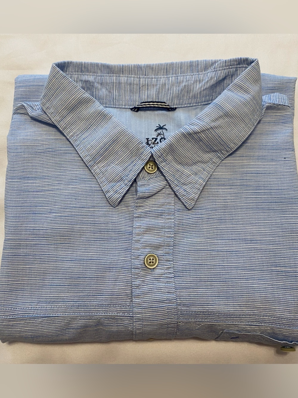 Men’s 2XLT IZOD Saltwater 100% Cotton Blue Short-Sleeve Button-Up Shirt